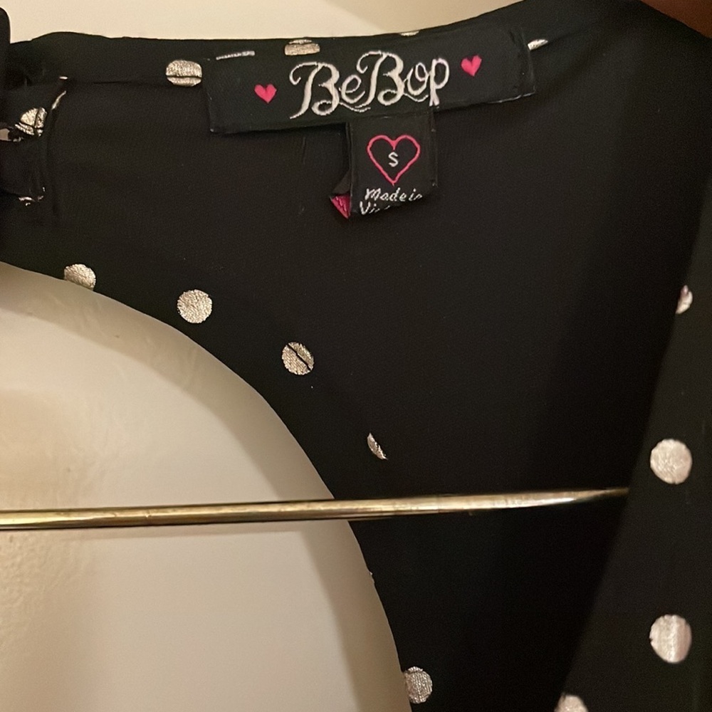 BeBop Black Dress with Gold Polka Dots - Picture 4 of 6